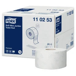 Tork 110253 Premium weiches Mini Jumbo Toilettenpapier T2 weiß 2-lagig, 850 Blatt