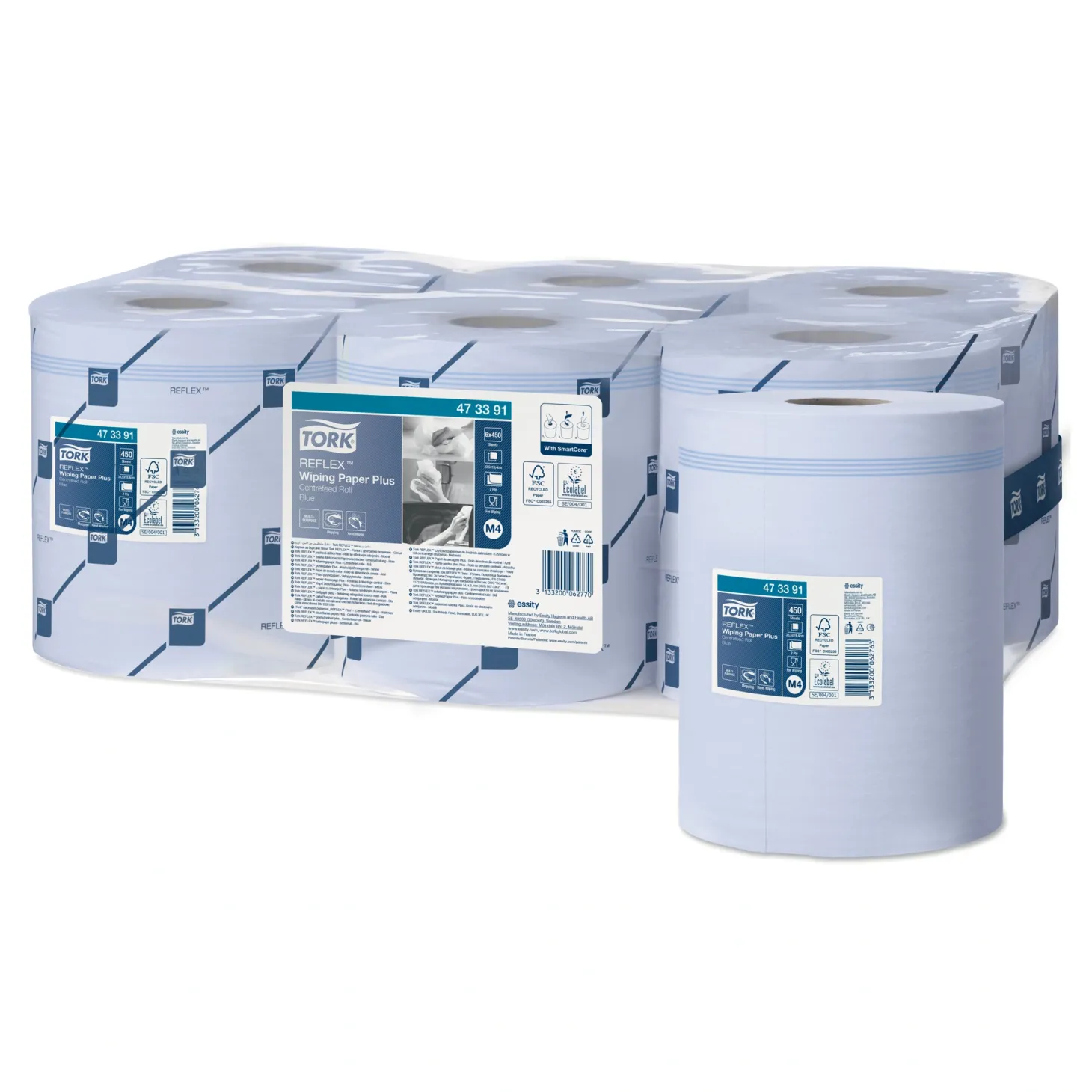 Tork 473391 Reflex Advanced starke Mehrzweck-Papierwischtücher M4, 2-lagig, 150,8 Meter