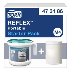 Tork 473186 Reflex Tragbarer Einzelblatt Innenabrollungsspender M4 Starter Pack + 1 Rolle