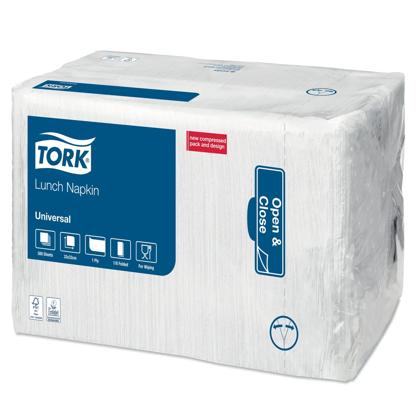 Tork 509308 Universal Lunchserviette 1/8-Falz, 32,5 x 32,5 cm, 1-lg, weiß