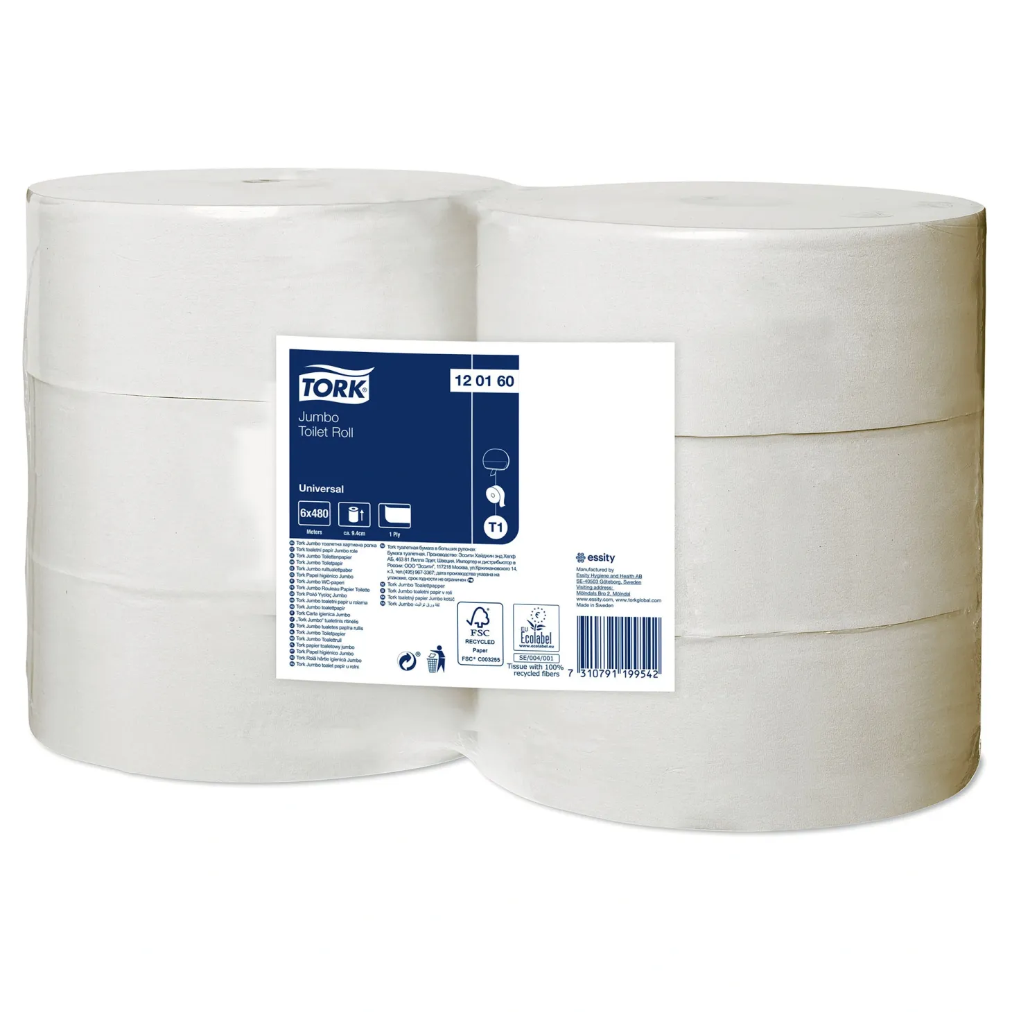 Tork 120160 Universal Midi Jumbo Toilettenpapier T1 natur 1-lagig, 480 Meter