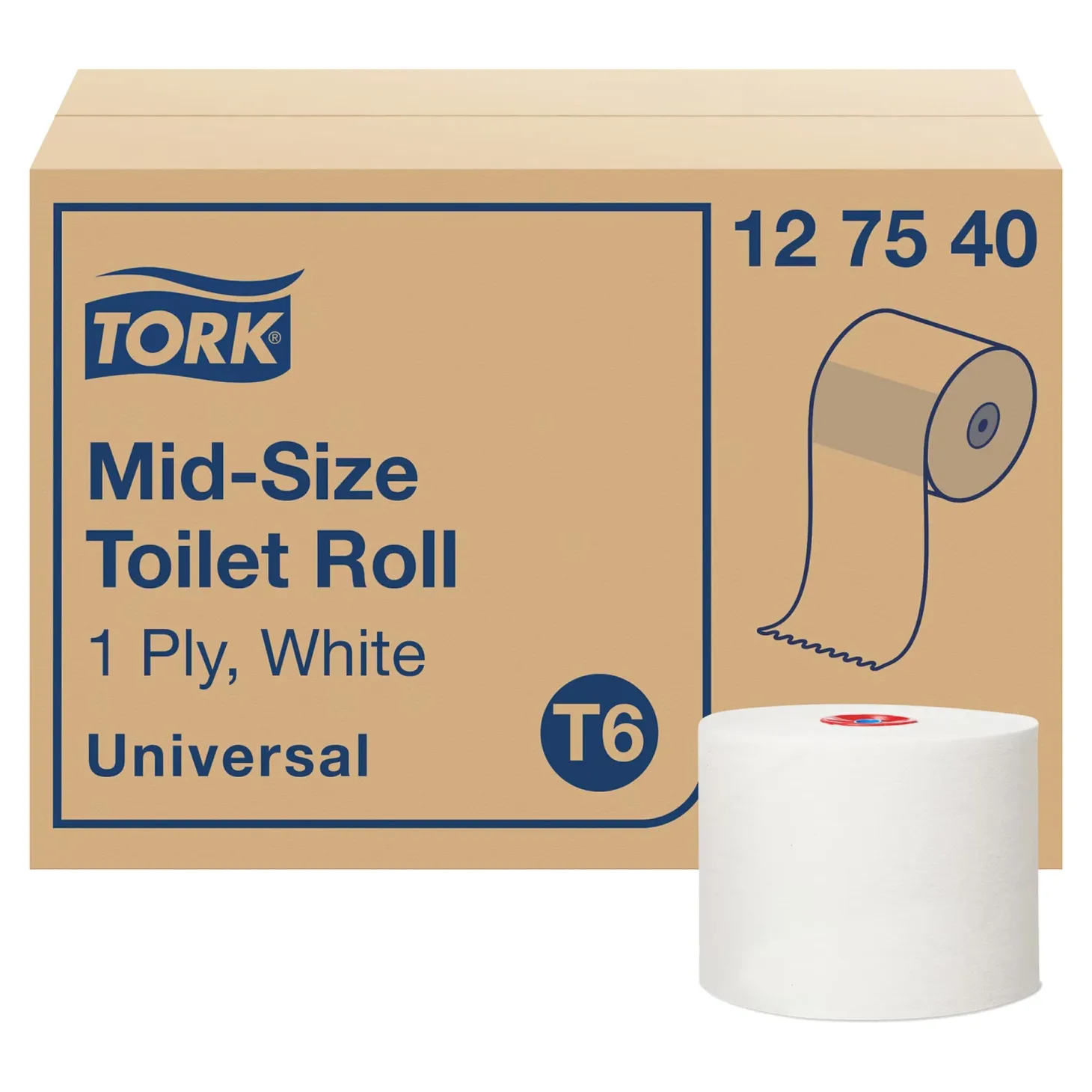 Tork 127540 Universal Toilettenpapier Midi-Rolle T6 1-lagig, 135 Meter