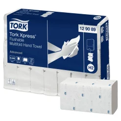 Tork 129089 Xpress Advanced schnellauflösende Papierhandtücher Multifold H2 21,3 x 24 cm, 2-lagig, weiß