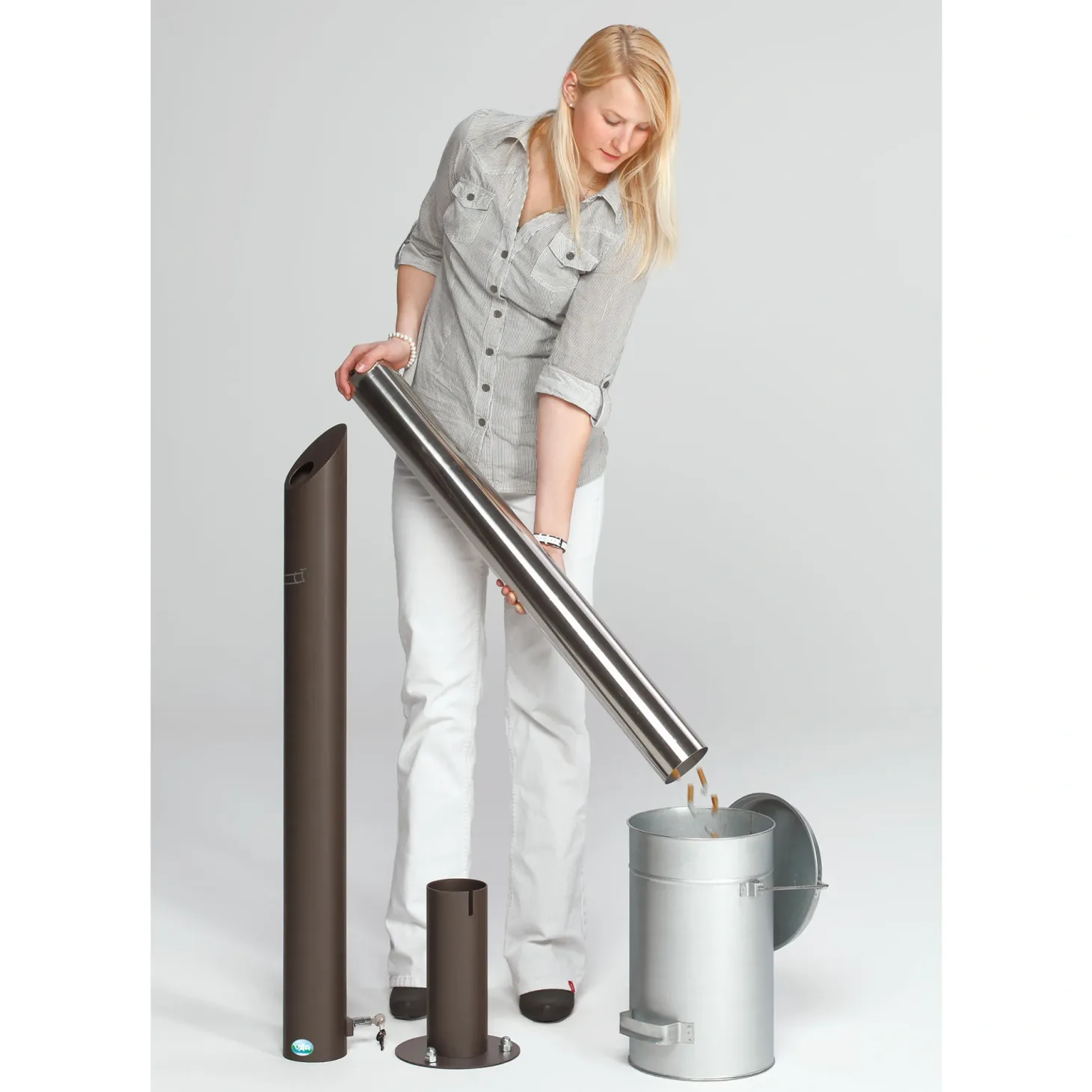 VAR Aschenbecher Standsäule SG 100 Edelstahl