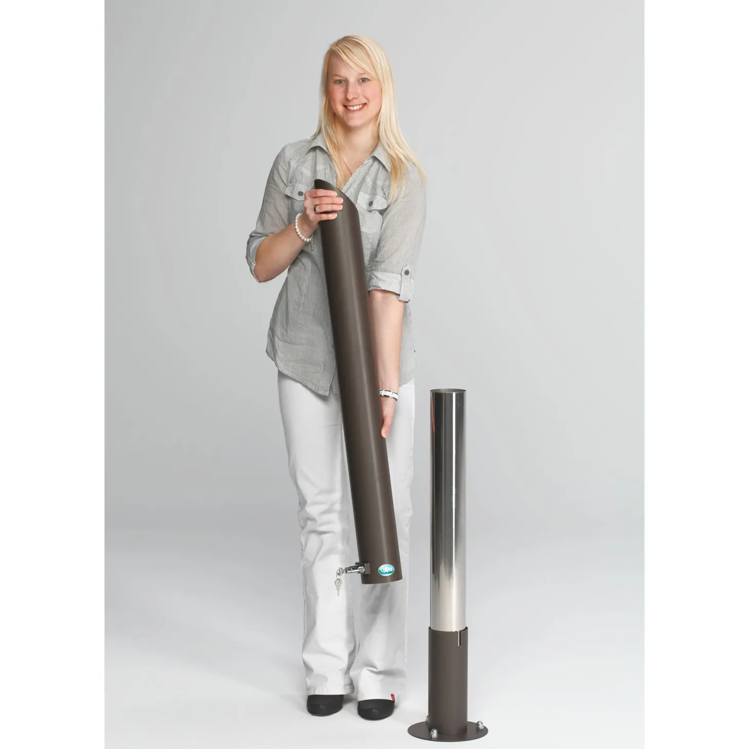 VAR Aschenbecher Standsäule SG 100 Edelstahl