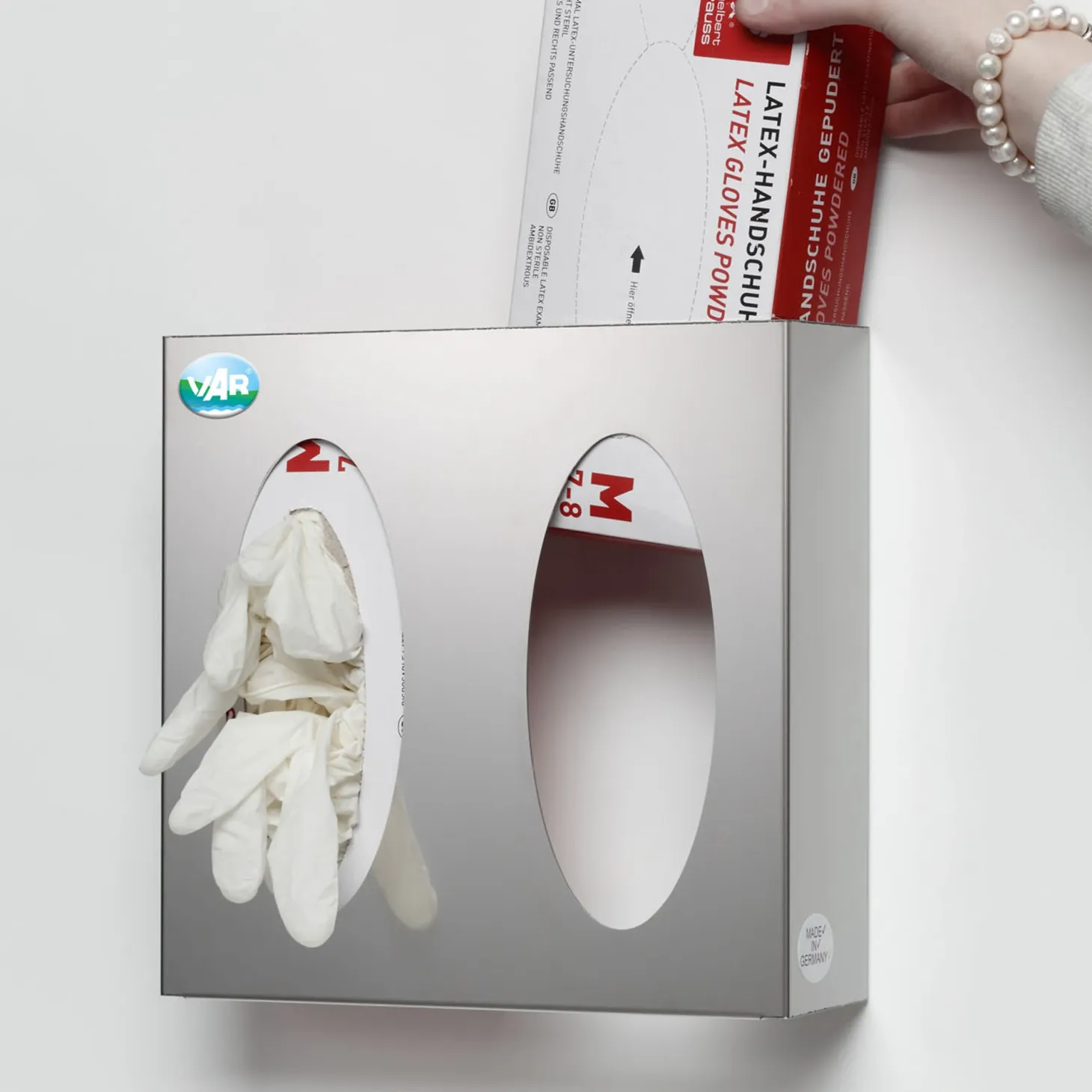 VAR Handschuhspender Edelstahl mit 2 Fächern