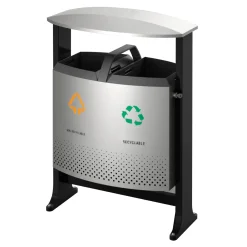 Vepa Bins Abfallbehälter für Abfalltrennung draußen 2x39 Liter mit Regendach und Kippsystem