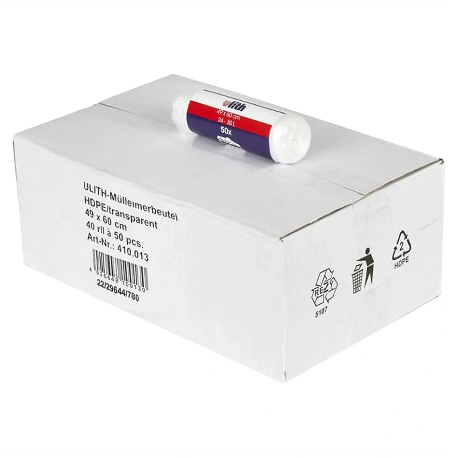 WBV Ulith Mülleimerbeutel 24 Liter, transparent, 5,5 my