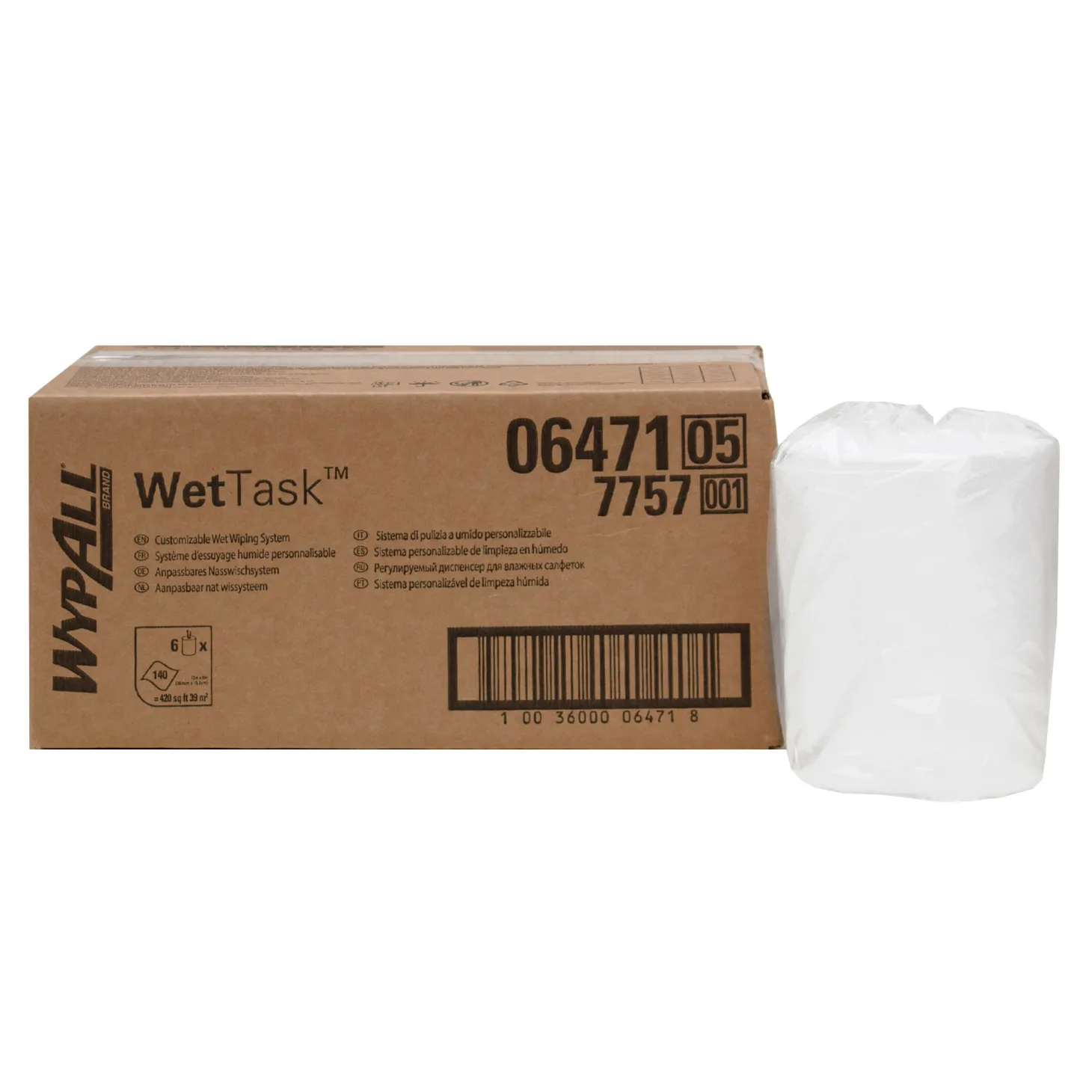 WypAll 7757 Wettask Reinigungstücher für Lösungsmittel, 30,4 cm breit, 6 x 140 Tücher